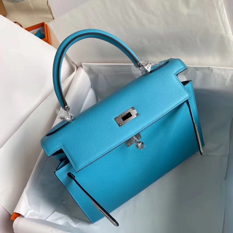 Hermes Kelly 28cm Handbag Shoulder Bag in Blue De Nord Epsom Leather